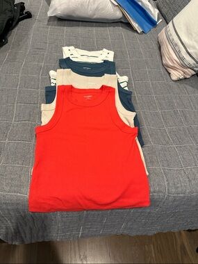 Old Navy Women’s Tank Top Bundle-Set of 4.  Red, Blue, Green and White, Ecru
